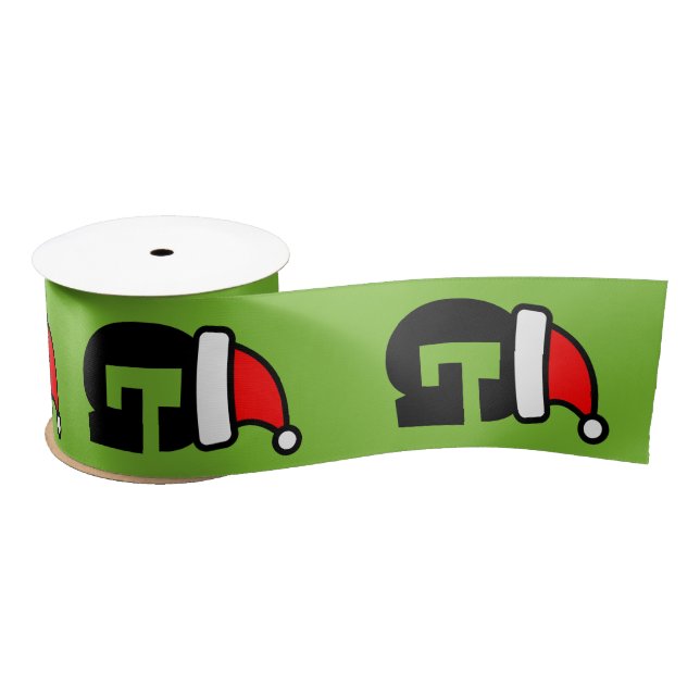 Custom monogram Santa Letter Green Red Christmas Satinband (Spule)