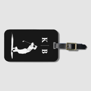 Custom Monogram Schwarz-weiß Personalisiert Golf Gepäckanhänger