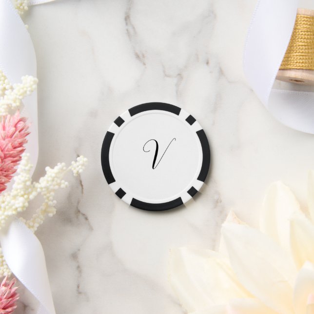 Custom monogram script initial pokerchips (Hochzeit)