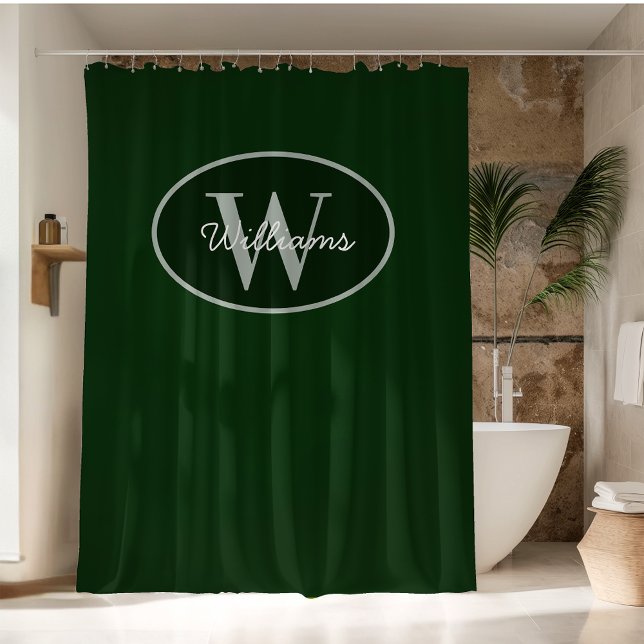 Custom Monogram Shower Vorhang dunkelgrüne Moody (Von Creator hochgeladen)
