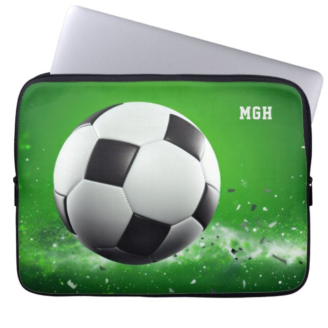 Custom Monogram Soccer Ball Laptopschutzhülle (Vorderseite)