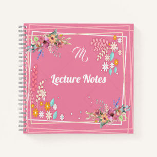 Custom Monogram Soft Pastell Pink Floral Lektion Notizbuch