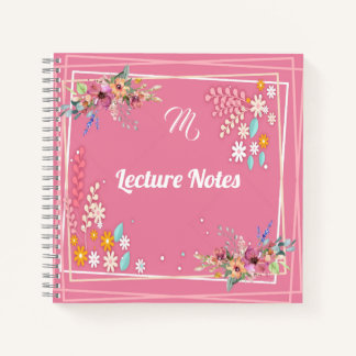 Custom Monogram Soft Pastell Pink Floral Lektion Notizbuch