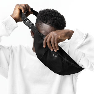 Custom Monogram Solid Black Bauchtasche