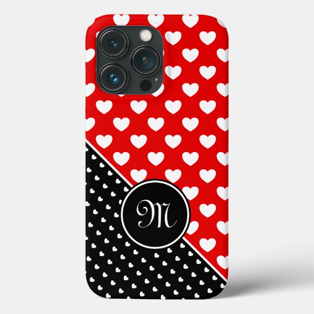 Custom Monogram Stilvoll rot, schwarz und weiß Case-Mate iPhone Hülle (Rückseite)
