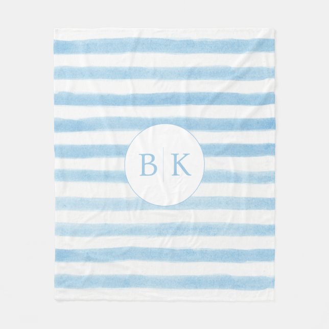 Custom Monogram Strip Sherpa Blanket Fleecedecke (Vorderseite)