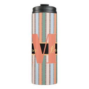 Custom Monogram Striping Wedding Bridesmaid Thermosbecher