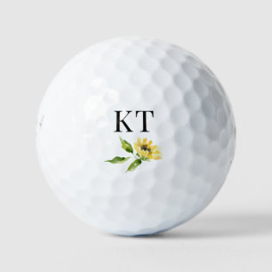 Custom Monogram Sunflower Golfball