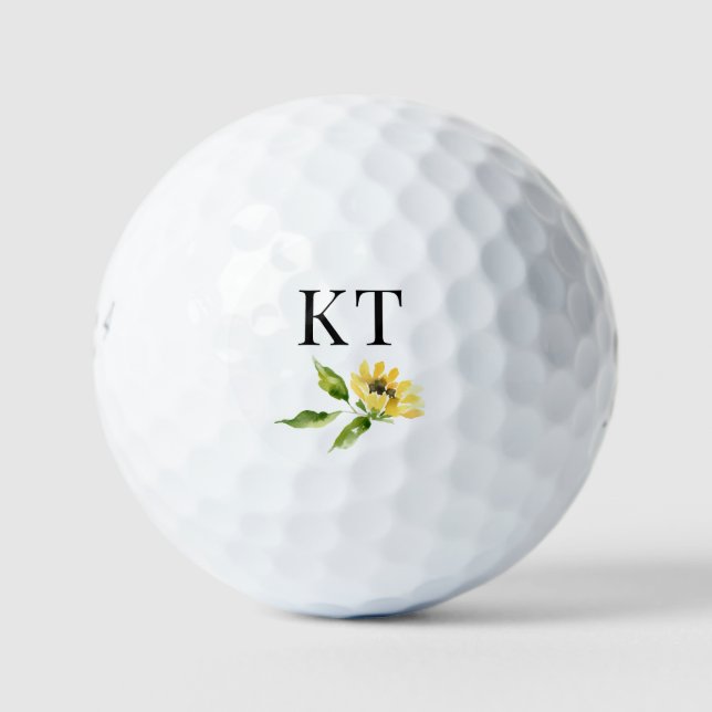 Custom Monogram Sunflower Golfball (Vorderseite)