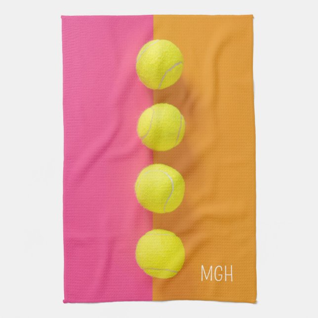 Custom Monogram Tennis Balls Geschirrtuch (Vertikal)