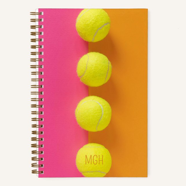 Custom Monogram Tennis Balls Notizbuch (Vorderseite)