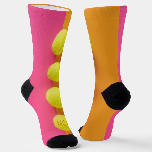 Custom Monogram Tennis Balls Socken (Gewinkelt)