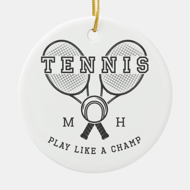 Custom monogram TENNIS Keramik Ornament (Vorne)
