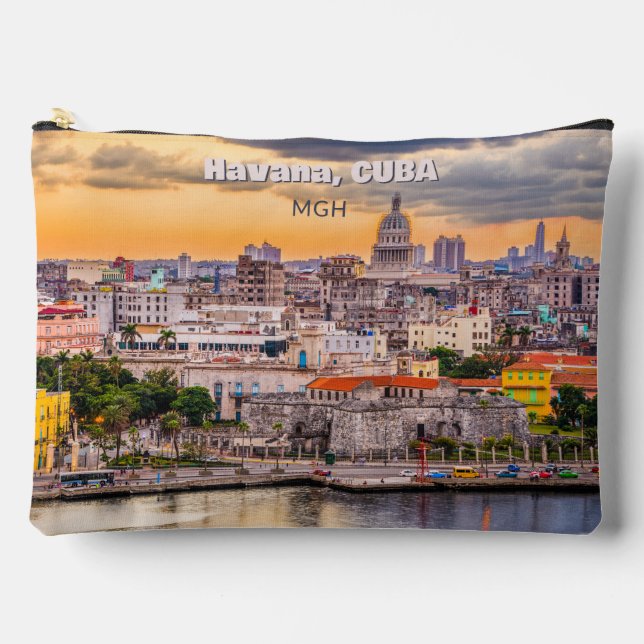 Custom Monogram & Text Havana, Kuba Zubehörtasche (Vorderseite)