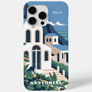 Custom Monogram & Text Santorini Griechenland Case-Mate iPhone Hülle