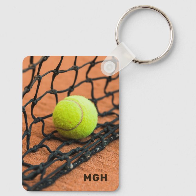 Custom Monogram & Text Tennis Schlüsselanhänger (Rückseite)