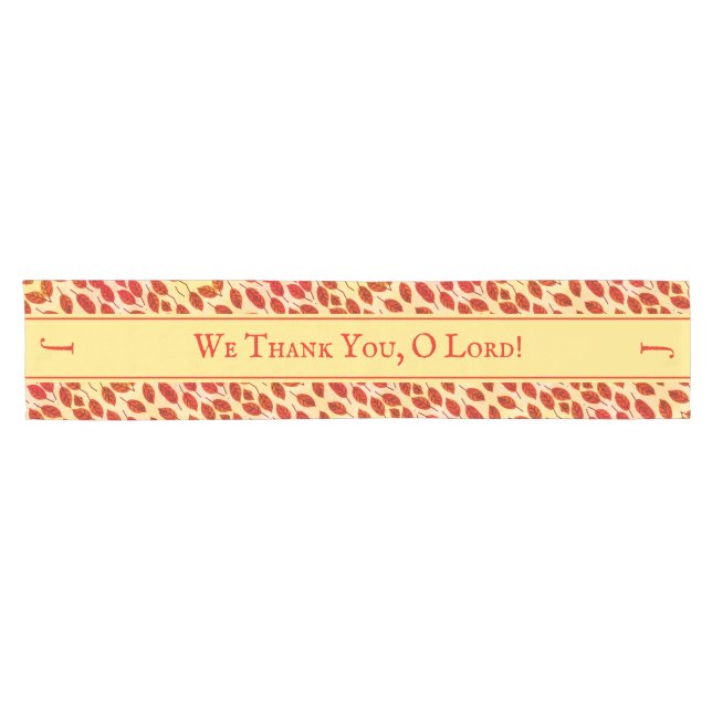 Custom Monogram Thanksgiving FALL AUTUMN LEAVES Kurzer Tischläufer (Horizontal)