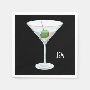 Custom Monogram Vodka Gin Martini Cocktail Drink Serviette