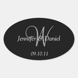 Custom Monogram W Wine Labels Ovaler Aufkleber