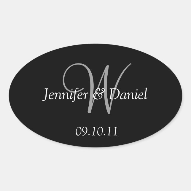 Custom Monogram W Wine Labels Ovaler Aufkleber (Vorderseite)
