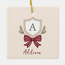 Custom Monogram Wappen Bow Christmas Keramikornament