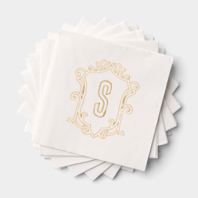 Custom Monogram Wappen Gold Foil Stamps Napkins Servietten Mit Folie (Insitu (Gestapelt))