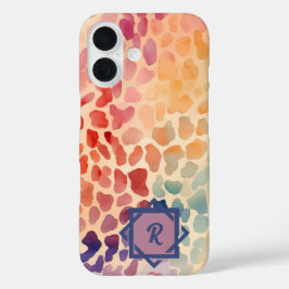 Custom Monogram Watercolor Colorful Artistic iPhone 16 Hülle