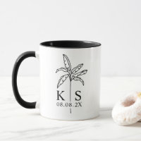 Custom Monogram Wedding Logo Palm Tree Tasse