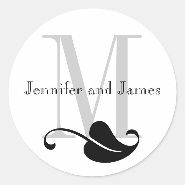 Custom Monogram Wedding Logo Stickers (Vorderseite)