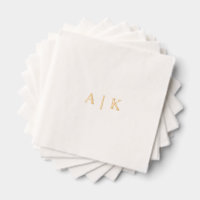 Custom Monogram Wedding Napkins - Gold Foil
