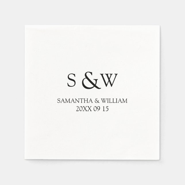 Custom Monogram Wedding Napkins Serviette (Vorderseite)