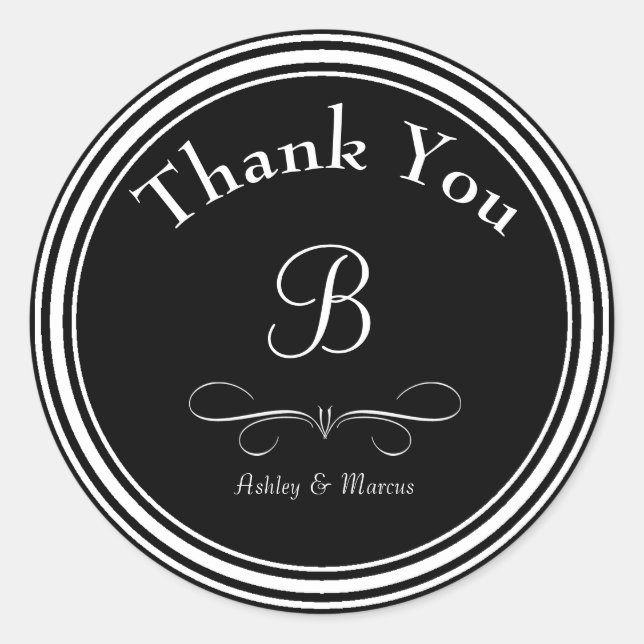 Custom Monogram Wedding Round Aufkleber (Vorderseite)