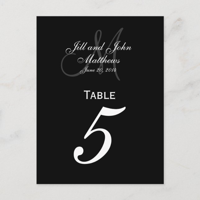 Custom Monogram Wedding Tischnummer Cards (Vorderseite)