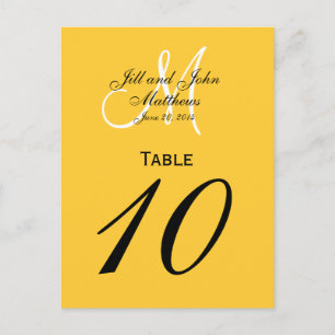 Custom Monogram Wedding Tischnummer Gelb