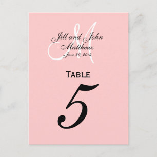Custom Monogram Wedding Tischnummer Pink