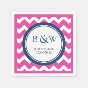 Custom Monogram Wedkin Pink Blue Zickzack Serviette