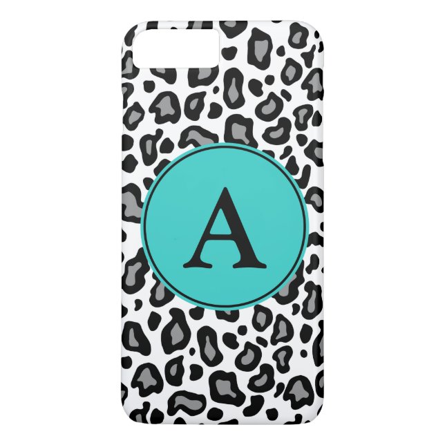 Custom Monogram White Leopard iPhone Plus Case (Rückseite)
