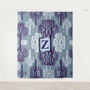 Custom Monogram Willow Tree Blue Wall Tapestes Wandteppich