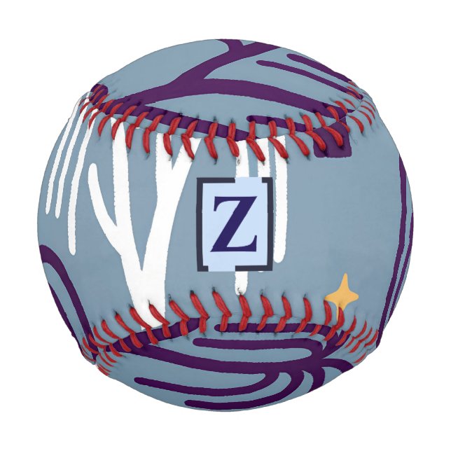 Custom Monogram Willow Tree Muster Blue Baseball (Vorderseite)