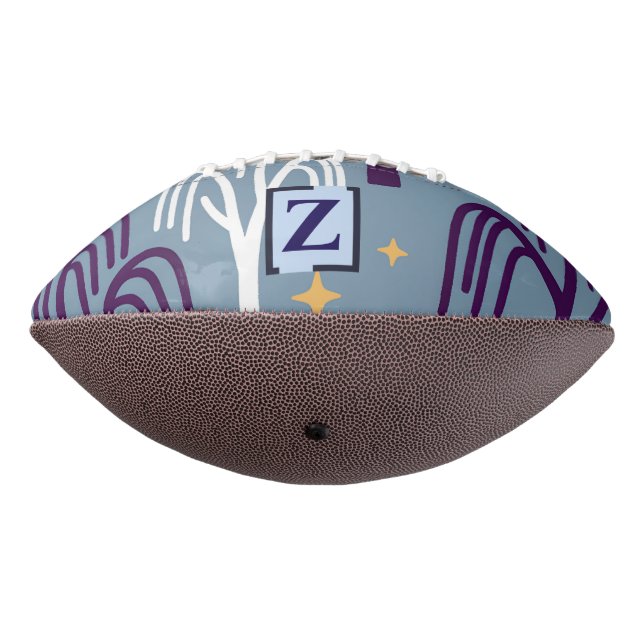Custom Monogram Willow Tree Muster Blue Football (Gedreht 270)