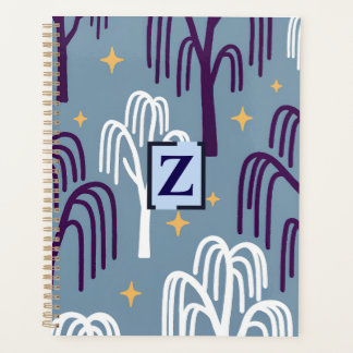 Custom Monogram Willow Tree Muster Blue Planner Planer