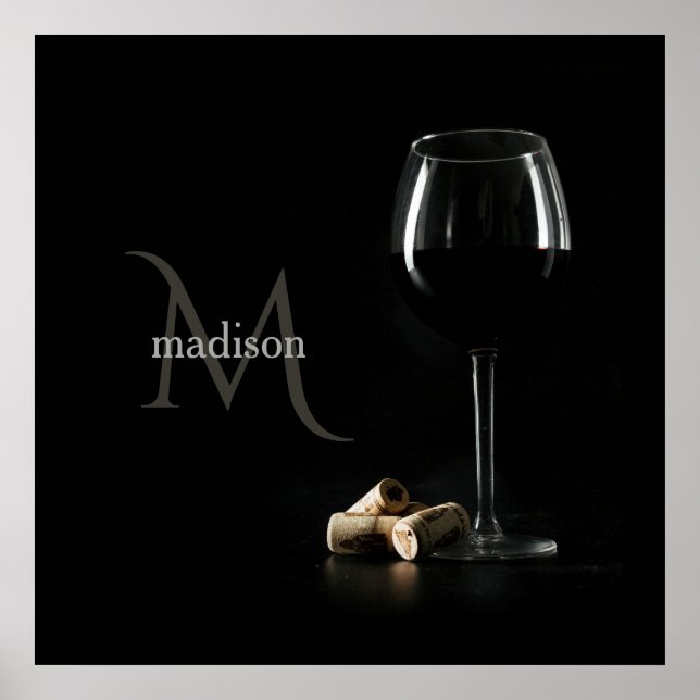Custom Monogram "Wine Glass" Poster (Vorne)