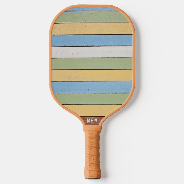 Custom Monogram Wood Planks Pickleball Schläger (Vorderseite)