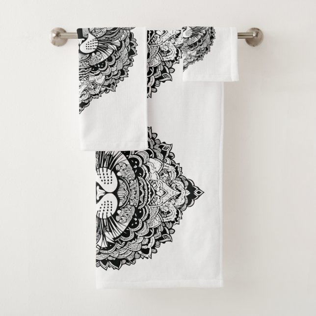 Custom Monogram Zierkatze Badhandtuch Set (Insitu)