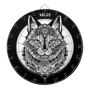 Custom Monogram Zierkatze Dartscheibe