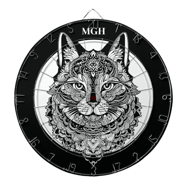 Custom Monogram Zierkatze Dartscheibe (vorne)