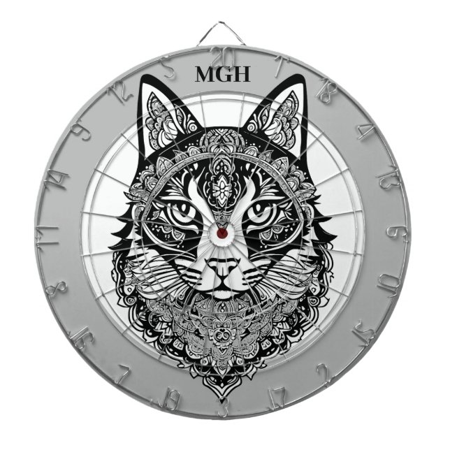 Custom Monogram Zierkatze Dartscheibe (vorne)