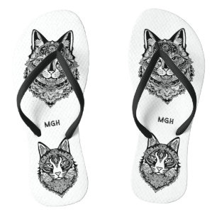 Custom Monogram Zierkatze Flip Flops