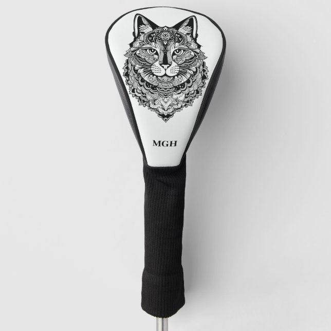 Custom Monogram Zierkatze Golf Headcover (Vorderseite)