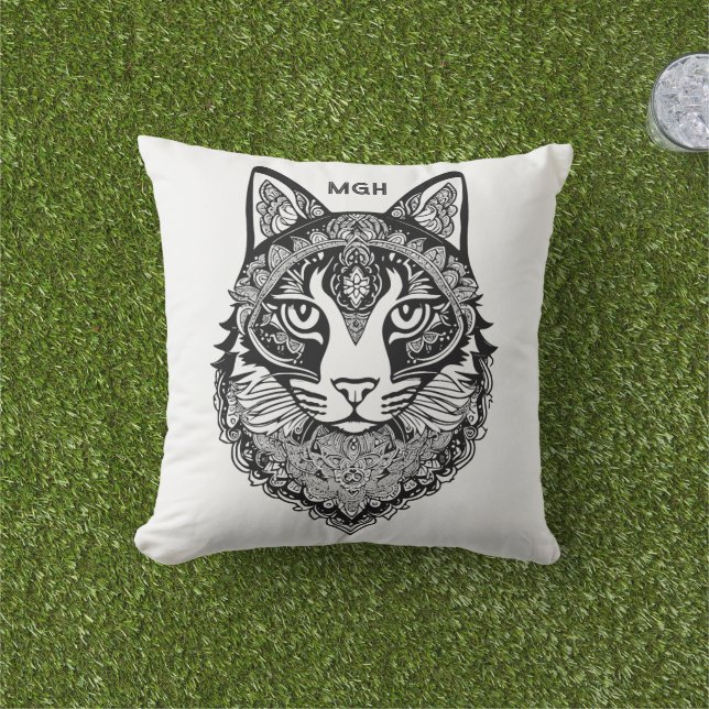 Custom Monogram Zierkatze Kissen (Golfball-Marker)